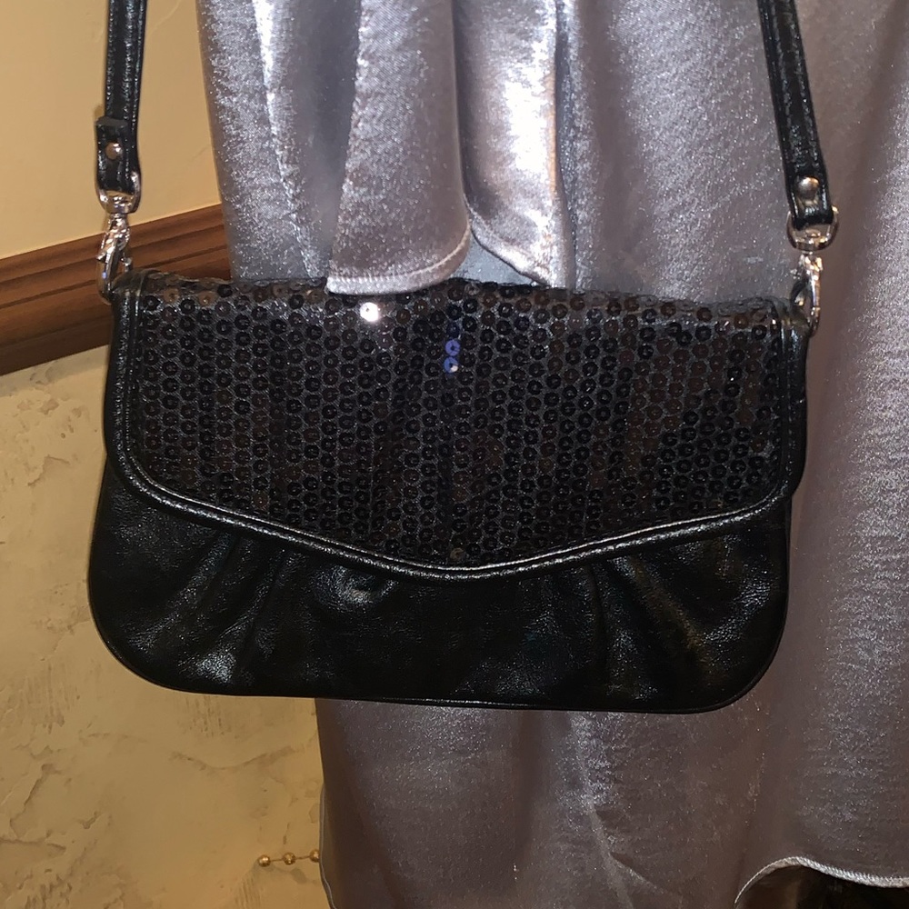 ***Nwot - Grace Adele Sequin Black Handbag - image 1
